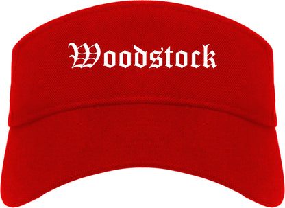 Woodstock Georgia GA Old English Mens Visor Cap Hat Red