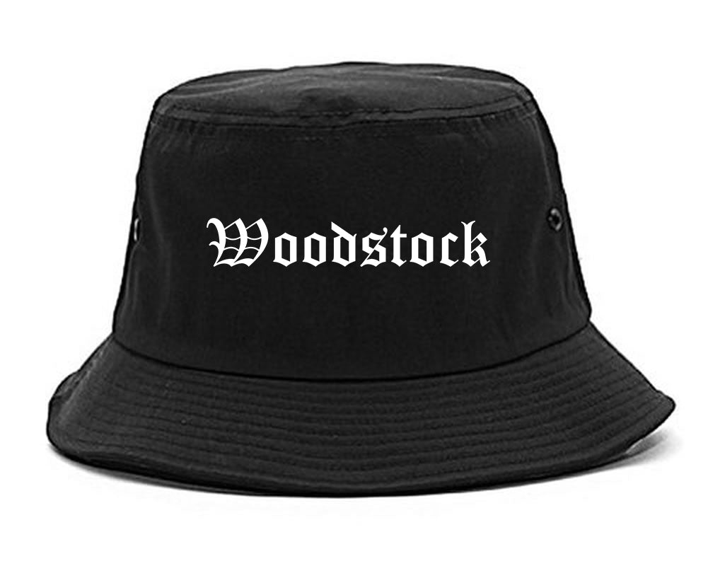 Woodstock Illinois IL Old English Mens Bucket Hat Black