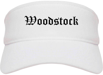 Woodstock Illinois IL Old English Mens Visor Cap Hat White