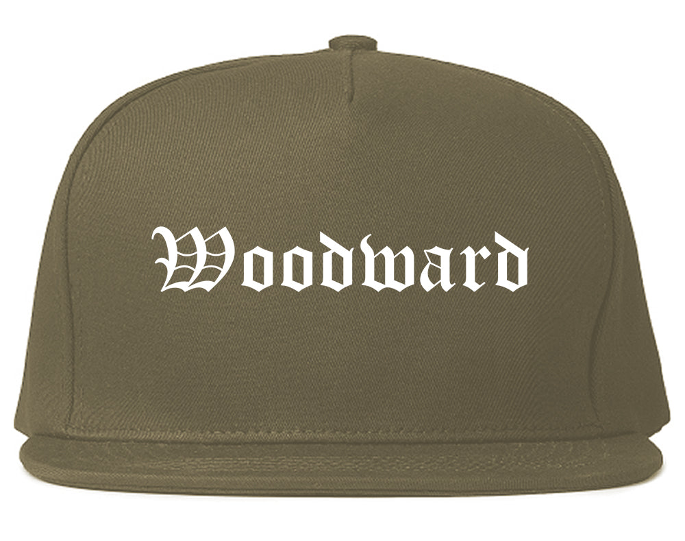 Woodward Oklahoma OK Old English Mens Snapback Hat Grey