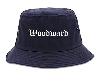 Woodward Oklahoma OK Old English Mens Bucket Hat Navy Blue