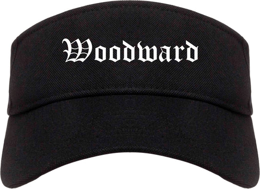Woodward Oklahoma OK Old English Mens Visor Cap Hat Black