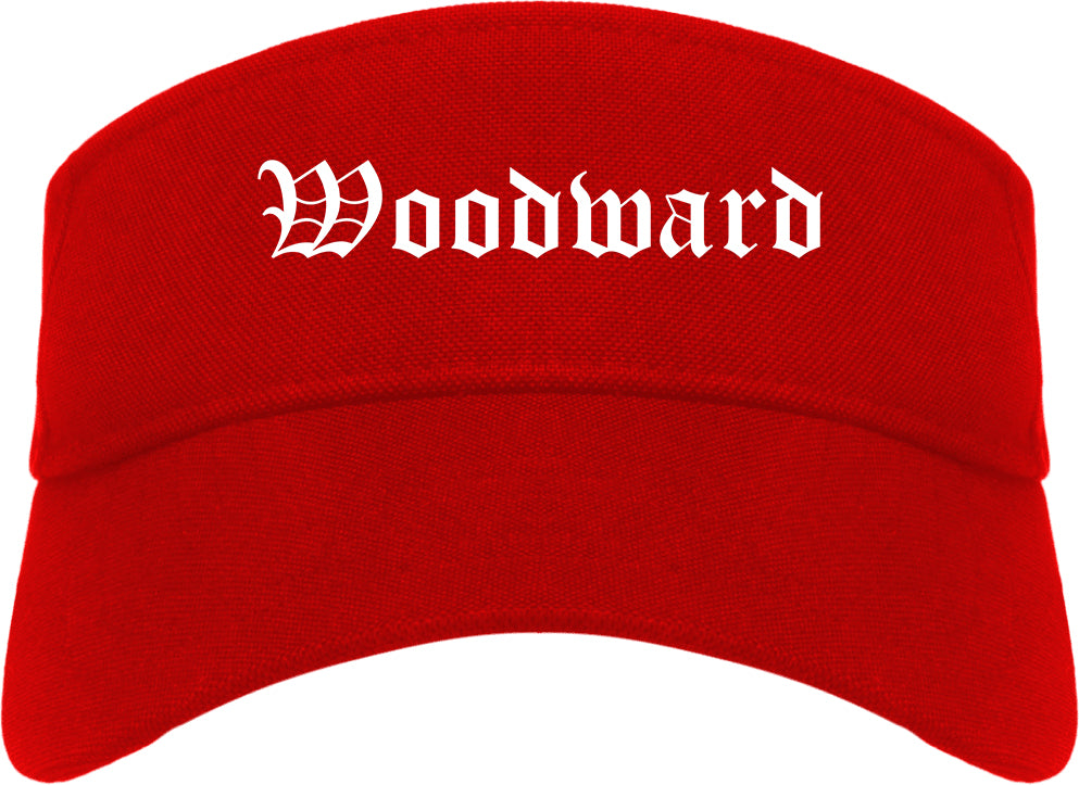 Woodward Oklahoma OK Old English Mens Visor Cap Hat Red