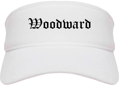 Woodward Oklahoma OK Old English Mens Visor Cap Hat White