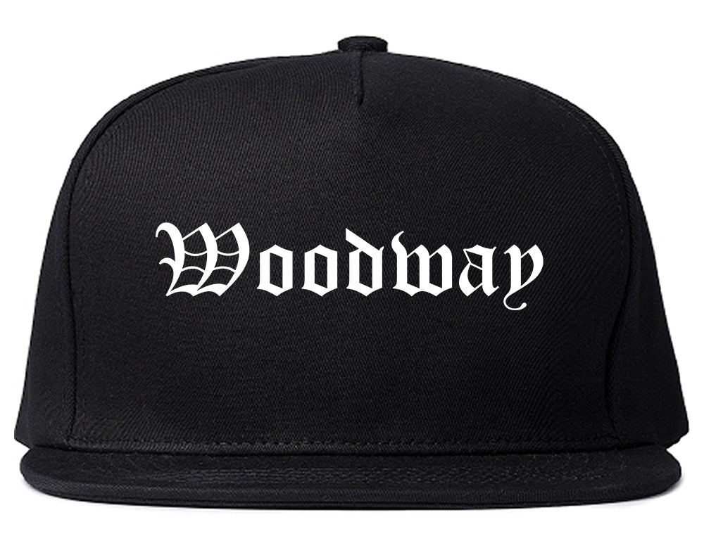 Woodway Texas TX Old English Mens Snapback Hat Black