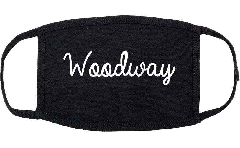 Woodway Texas TX Script Cotton Face Mask Black