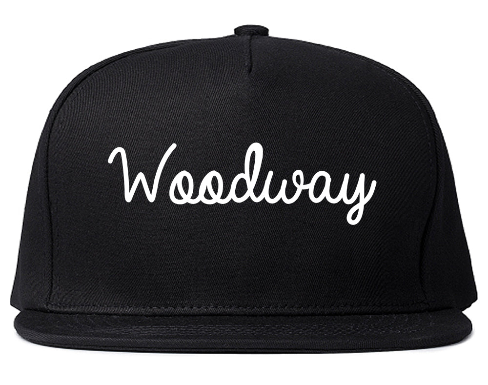 Woodway Texas TX Script Mens Snapback Hat Black