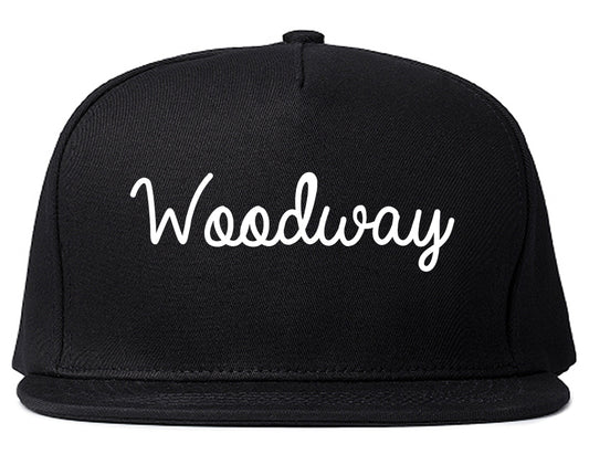 Woodway Texas TX Script Mens Snapback Hat Black
