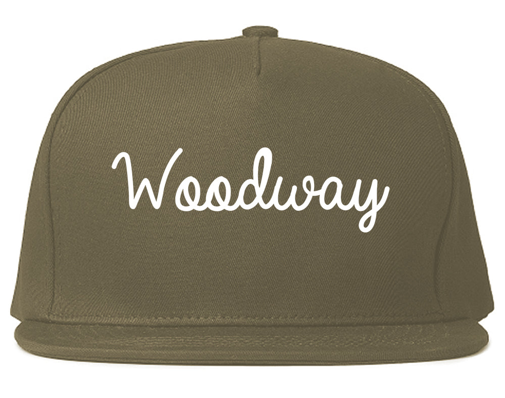 Woodway Texas TX Script Mens Snapback Hat Grey