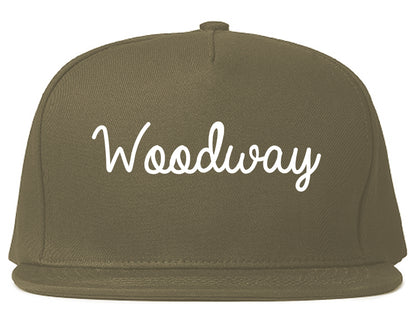 Woodway Texas TX Script Mens Snapback Hat Grey