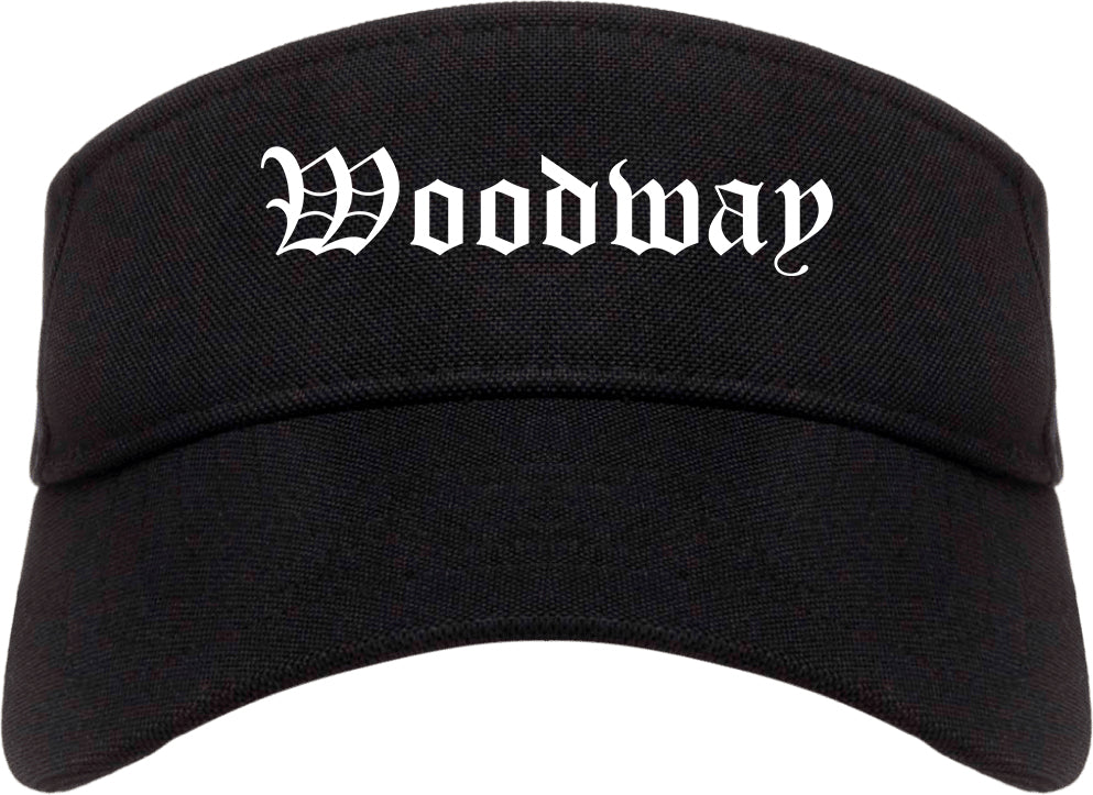 Woodway Texas TX Old English Mens Visor Cap Hat Black