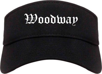 Woodway Texas TX Old English Mens Visor Cap Hat Black