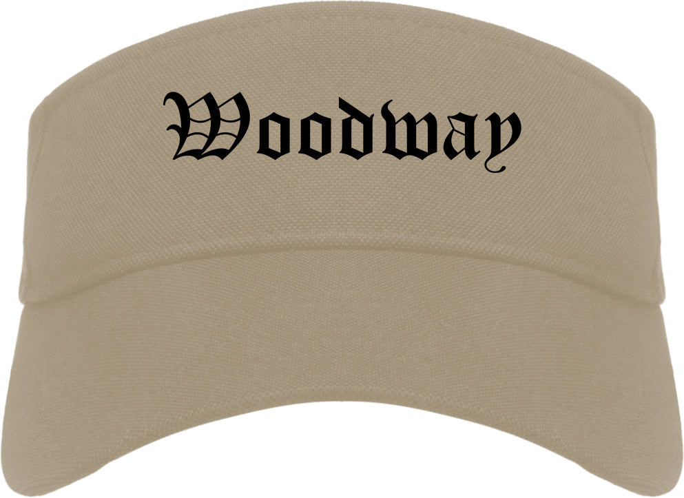 Woodway Texas TX Old English Mens Visor Cap Hat Khaki