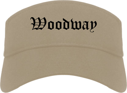 Woodway Texas TX Old English Mens Visor Cap Hat Khaki