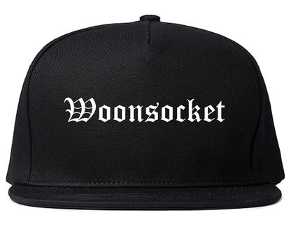 Woonsocket Rhode Island RI Old English Mens Snapback Hat Black
