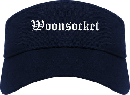 Woonsocket Rhode Island RI Old English Mens Visor Cap Hat Navy Blue