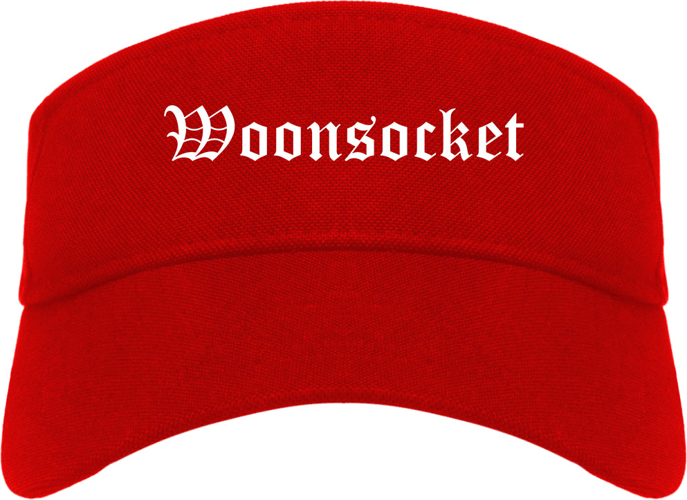 Woonsocket Rhode Island RI Old English Mens Visor Cap Hat Red