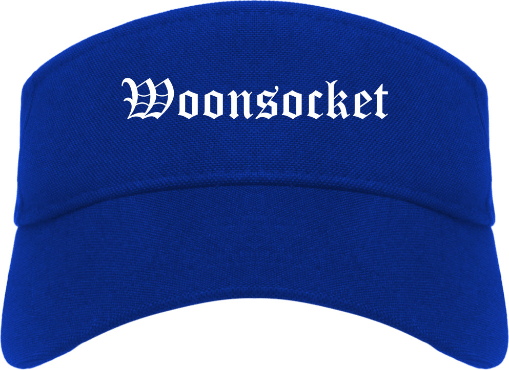 Woonsocket Rhode Island RI Old English Mens Visor Cap Hat Royal Blue