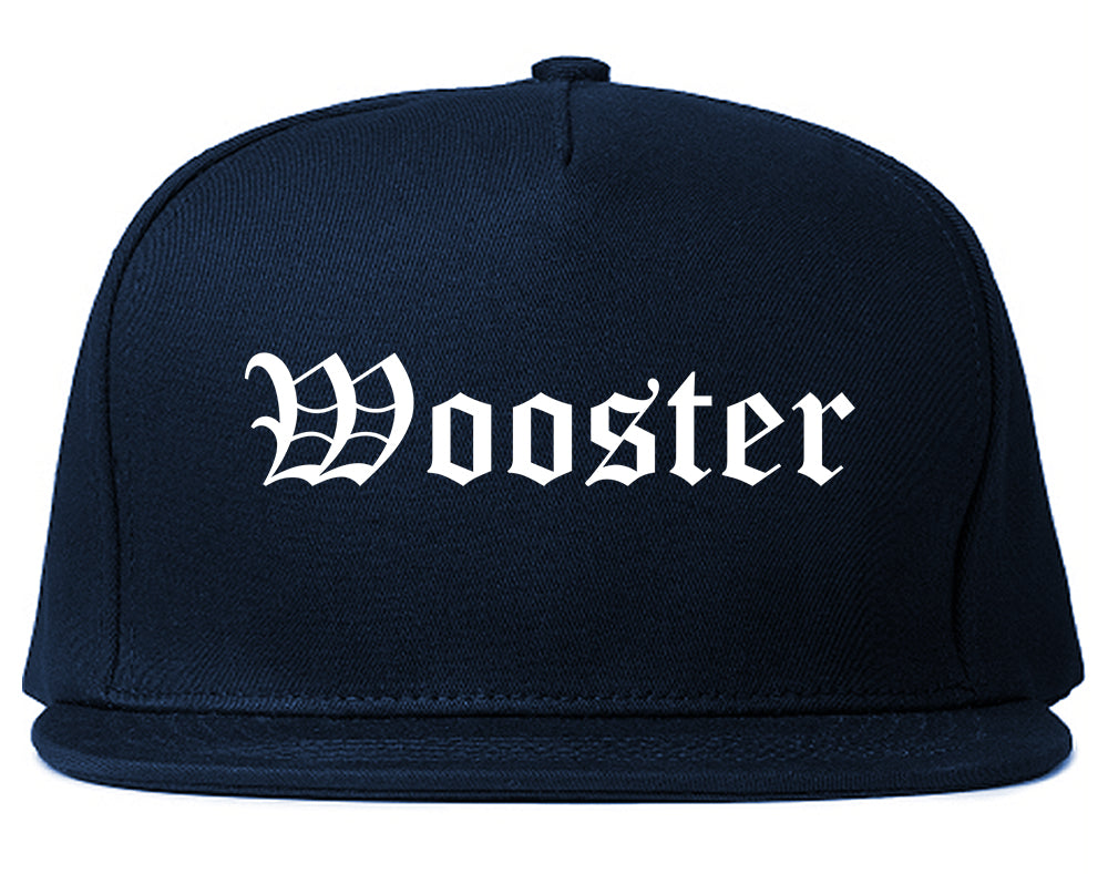 Wooster Ohio OH Old English Mens Snapback Hat Navy Blue