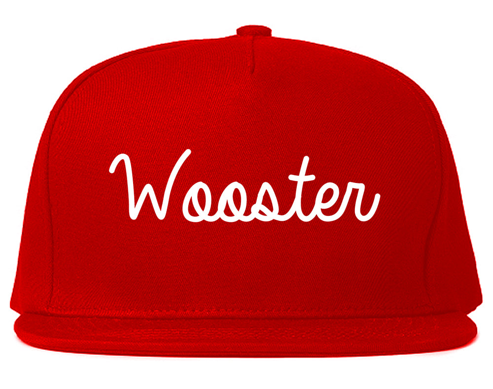 Wooster Ohio OH Script Mens Snapback Hat Red