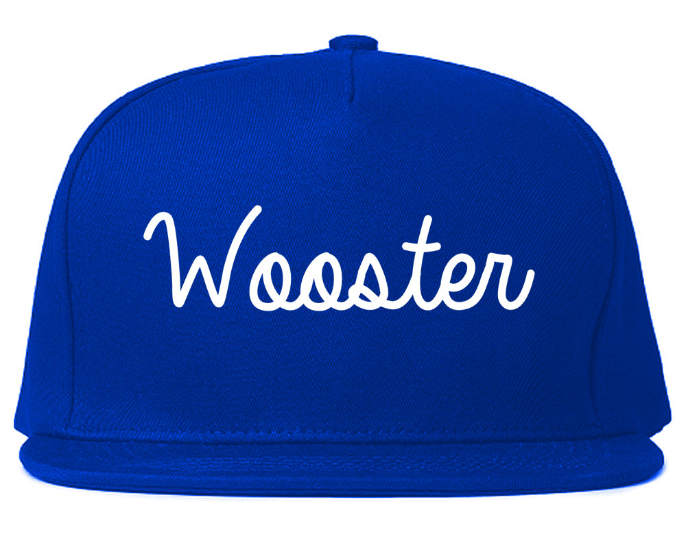 Wooster Ohio OH Script Mens Snapback Hat Royal Blue