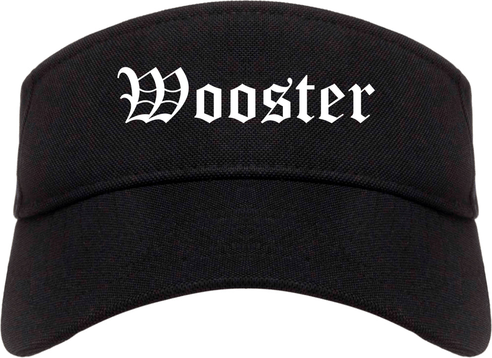 Wooster Ohio OH Old English Mens Visor Cap Hat Black