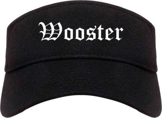 Wooster Ohio OH Old English Mens Visor Cap Hat Black