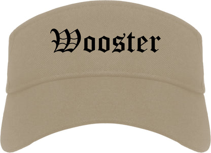 Wooster Ohio OH Old English Mens Visor Cap Hat Khaki