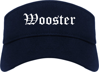 Wooster Ohio OH Old English Mens Visor Cap Hat Navy Blue
