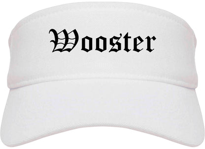 Wooster Ohio OH Old English Mens Visor Cap Hat White