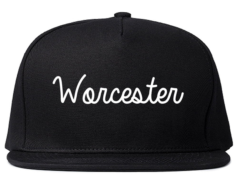 Worcester Massachusetts MA Script Mens Snapback Hat Black