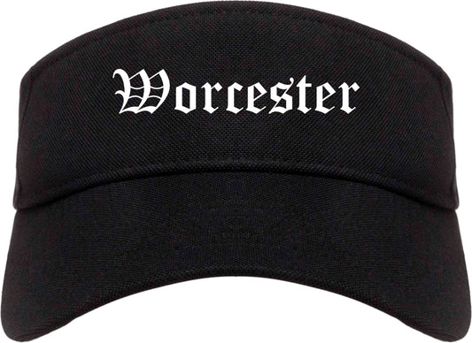 Worcester Massachusetts MA Old English Mens Visor Cap Hat Black