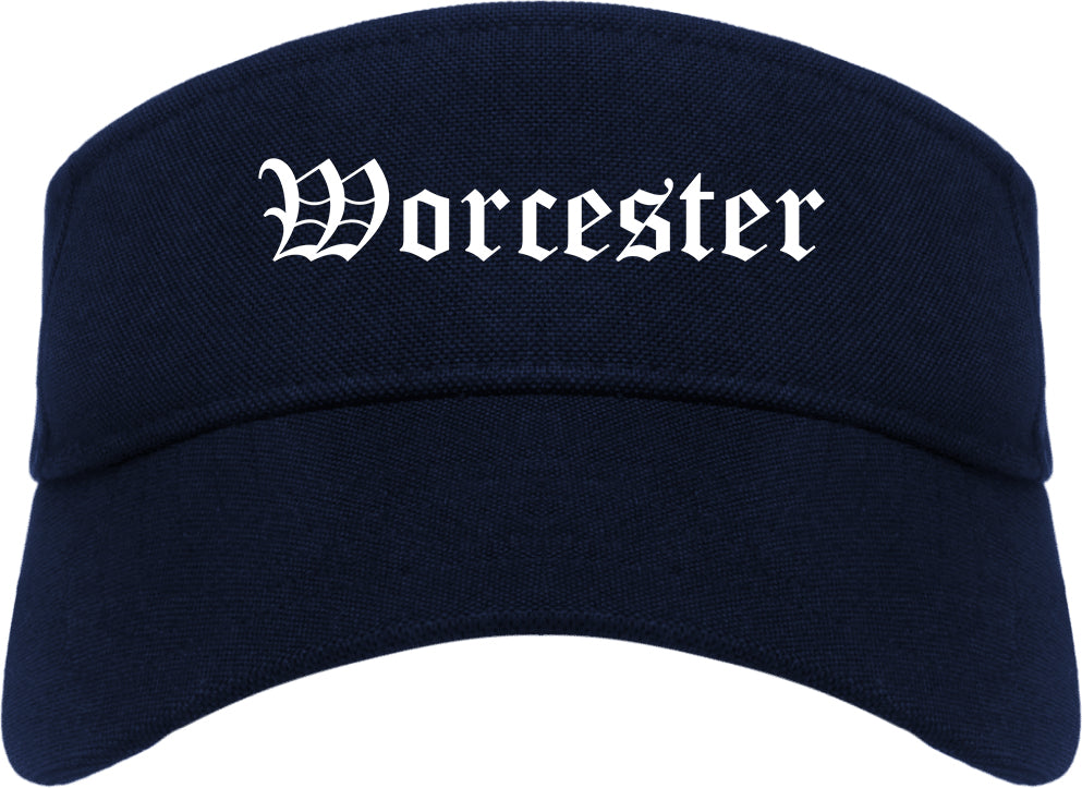 Worcester Massachusetts MA Old English Mens Visor Cap Hat Navy Blue