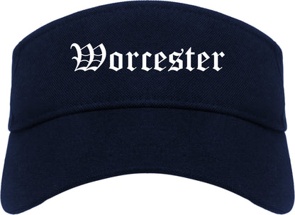 Worcester Massachusetts MA Old English Mens Visor Cap Hat Navy Blue