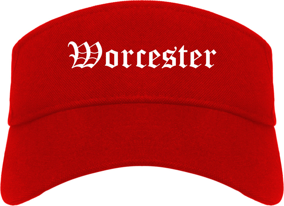 Worcester Massachusetts MA Old English Mens Visor Cap Hat Red