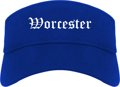 Worcester Massachusetts MA Old English Mens Visor Cap Hat Royal Blue