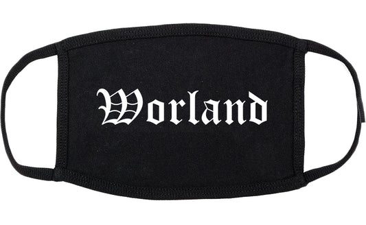 Worland Wyoming WY Old English Cotton Face Mask Black