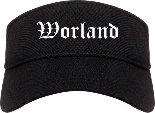 Worland Wyoming WY Old English Mens Visor Cap Hat Black
