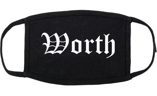 Worth Illinois IL Old English Cotton Face Mask Black