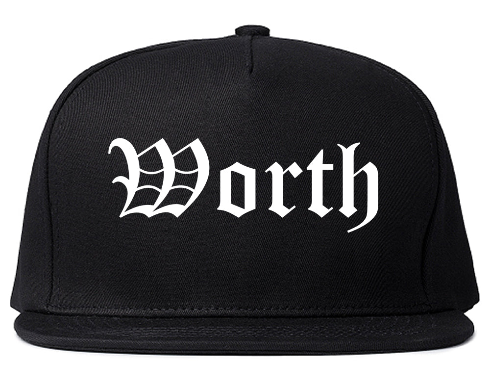Worth Illinois IL Old English Mens Snapback Hat Black