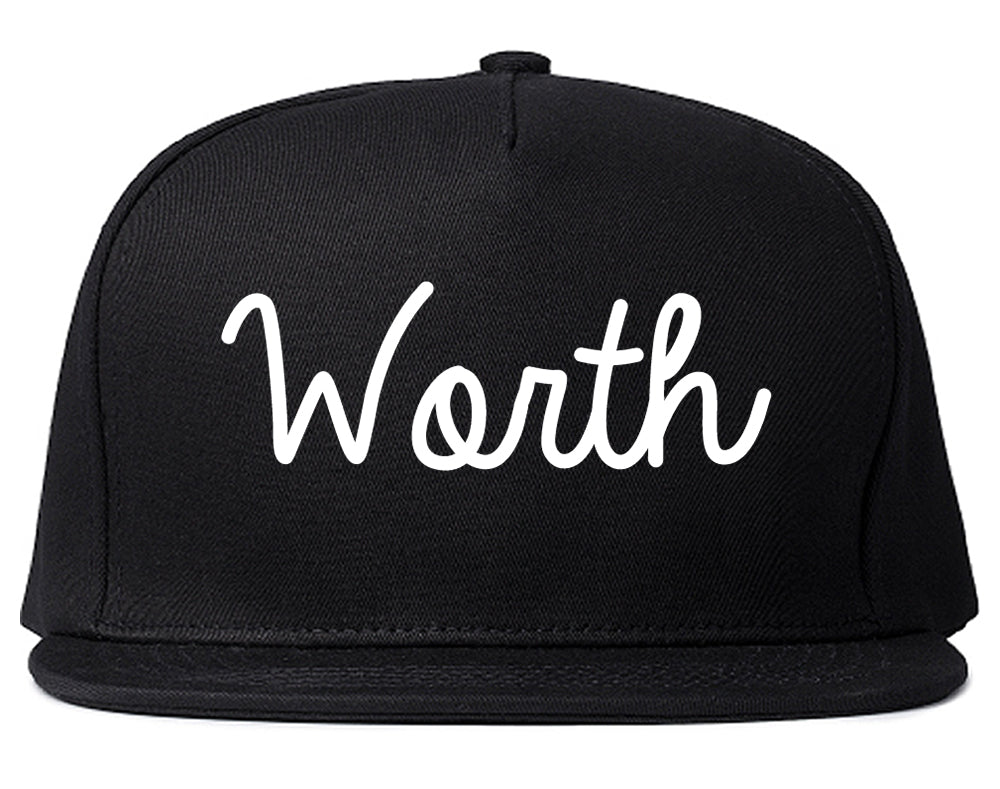 Worth Illinois IL Script Mens Snapback Hat Black