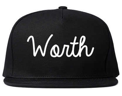 Worth Illinois IL Script Mens Snapback Hat Black