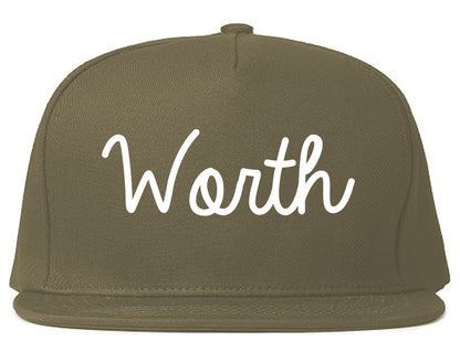Worth Illinois IL Script Mens Snapback Hat Grey