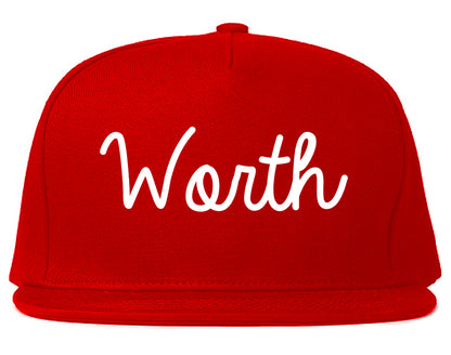 Worth Illinois IL Script Mens Snapback Hat Red