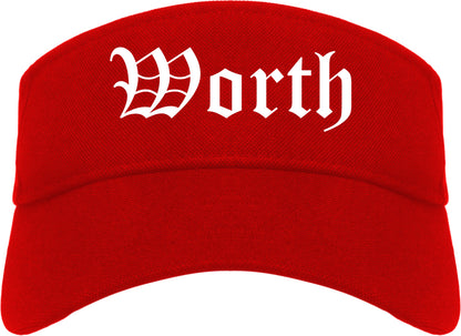 Worth Illinois IL Old English Mens Visor Cap Hat Red