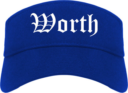 Worth Illinois IL Old English Mens Visor Cap Hat Royal Blue