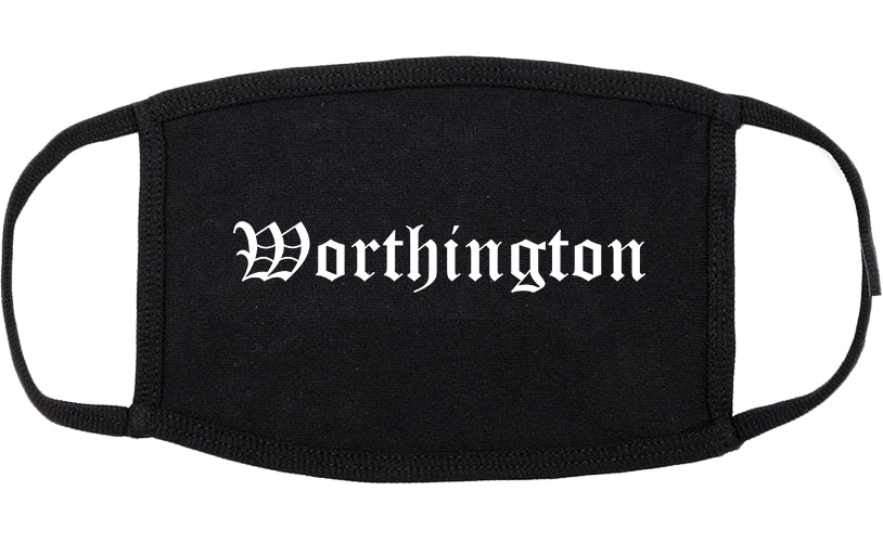 Worthington Minnesota MN Old English Cotton Face Mask Black