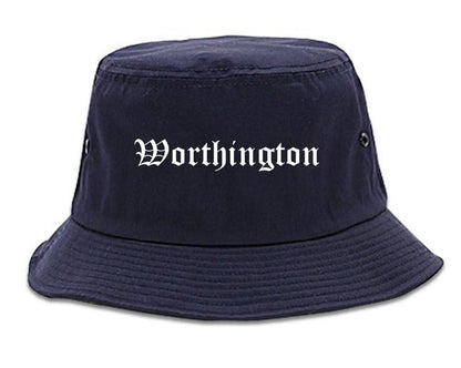 Worthington Minnesota MN Old English Mens Bucket Hat Navy Blue