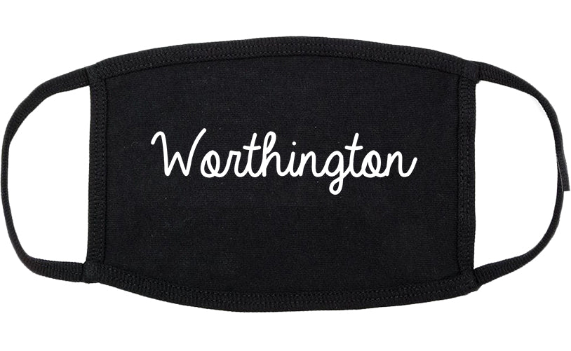 Worthington Minnesota MN Script Cotton Face Mask Black