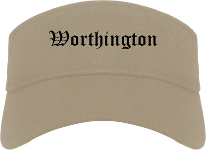 Worthington Minnesota MN Old English Mens Visor Cap Hat Khaki